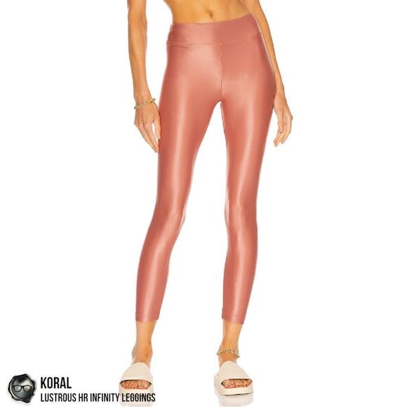 KORAL LUSTROUS INFINITY HIGH-RISE LEGGINGS IN SAND SHEEN PINK WOMEN’S SIZE SMALL - Picture 2 of 14